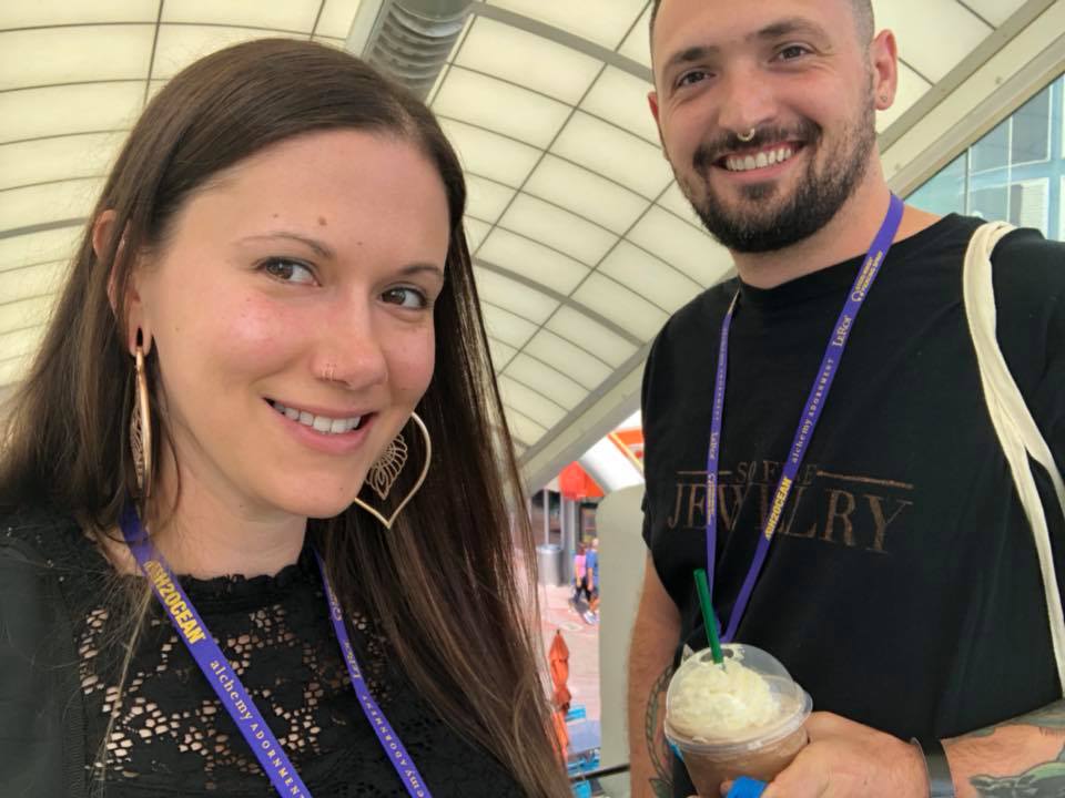 Max & Mariel Court - owners of SO Fine Jewelry piercing jewelry studio at the APP 2018 - the Association of Professional Piercers conference in Las Vegas, NV.